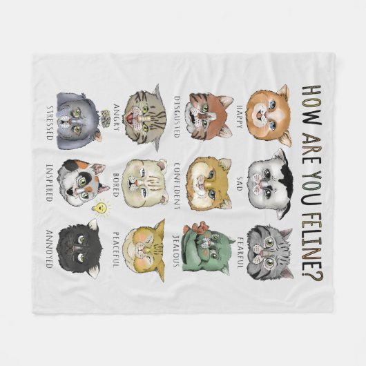 Couverture Polaire Graphique de sensations drôle de chat Comment êtes (Devant (Horizontal))