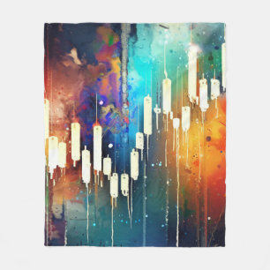 Couverture Polaire Graphique en chandeliers coloré peinture abstraite