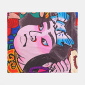 Couverture Polaire Graphique sur Kiteart traditionnel japonais, cerf- (Devant (Horizontal))