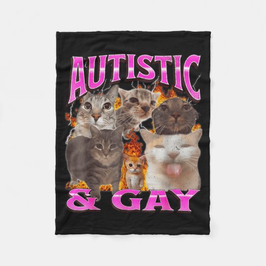 Couverture Polaire Graphisme de contrefaçon de mème de chat drôle aut (Devant)