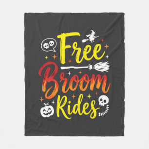 Couverture Polaire Graphisme de sorcière de Halloween à balai gratuit