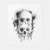 Couverture Polaire Graphisme de tache d'encre noire Skull Drip (Devant)