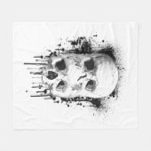 Couverture Polaire Graphisme de tache d'encre noire Skull Drip (Devant (Horizontal))