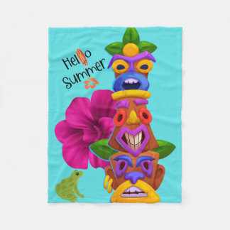 Couverture Polaire Graphisme de Tiki Pole Été avec Bonjour l'Été