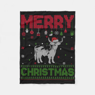 Couverture Polaire Graphisme de vache amusant pour les fêtes de Noël