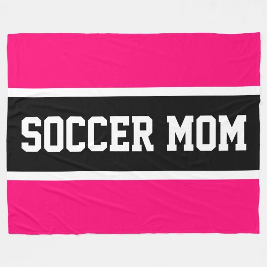 Couverture Polaire Gras Bright Rose noir blanc SOCCER MOM Stripes (Devant (Horizontal))