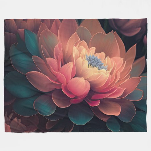 Couverture Polaire Gras des fleurs de fermeture supérieure peintes (Devant (Horizontal))