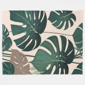 Couverture Polaire Gras Green Monstera Feuilles Tropical Jungle (Devant (Horizontal))