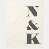Couverture Polaire Gras Moderne Monogramme Initiales Crème Noire nouv (Devant)