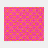 Couverture Polaire Gras Orange Hot Rose Summer Ikat Ogee Art Motif (Devant (Horizontal))