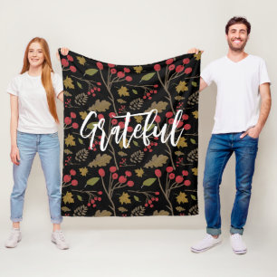 Couverture Polaire Grateful automne feuilles feuillage sur le noir