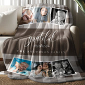 Couverture Polaire Grateful Brown Plaid Fall Family 6 Photo Collage