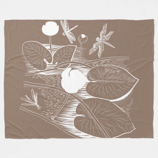 Couverture Polaire Gravure de nénuphars (Devant (Horizontal))