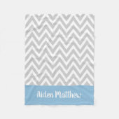 Couverture Polaire Gray and Blue Chevron Nom du bébé Monogrammé (Devant)