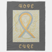 Couverture Polaire Gray and Gold Awareness Ribbon Angel Chemo Blanche (Devant)