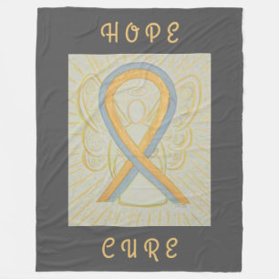 Couverture Polaire Gray and Gold Awareness Ribbon Angel Chemo Blanche