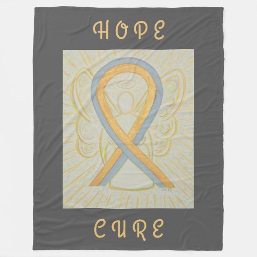 Couverture Polaire Gray and Gold Awareness Ribbon Angel Chemo Blanche (Devant)