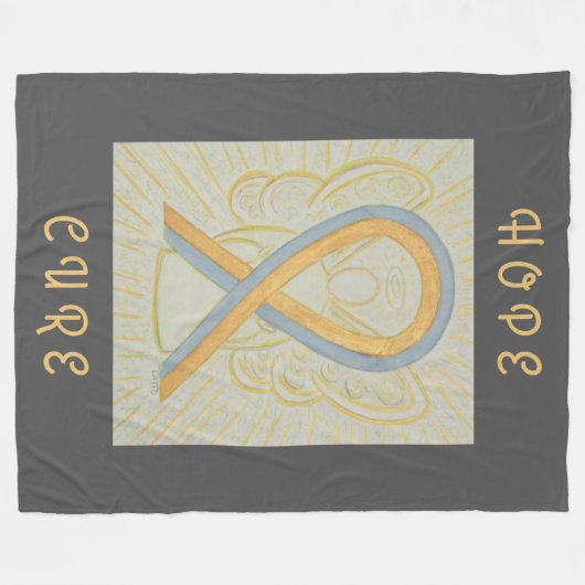 Couverture Polaire Gray and Gold Awareness Ribbon Angel Chemo Blanche (Devant (Horizontal))