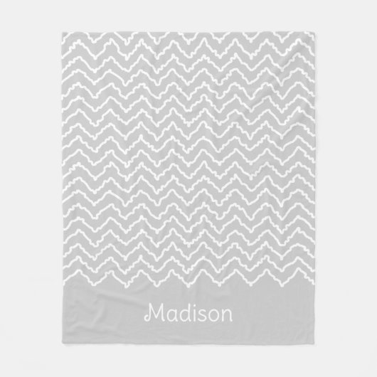 Couverture Polaire Gray And White Squiggly Chevron Zigzag Pattern (Devant)