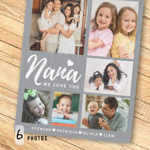 Couverture Polaire Gray Nous vous aimons Nana petits-enfants 6 Collag