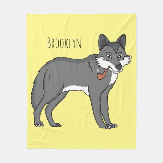 Couverture Polaire Gray wolf with pipe cartoon (Devant)