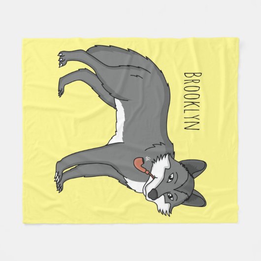 Couverture Polaire Gray wolf with pipe cartoon (Devant (Horizontal))
