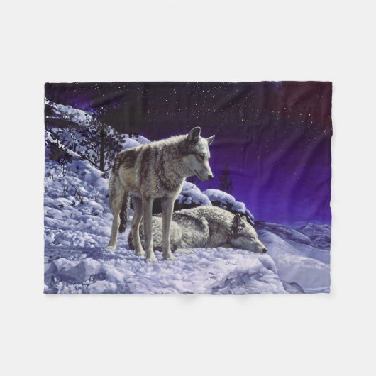 Couverture Polaire Gray Wolves (Devant (Horizontal))