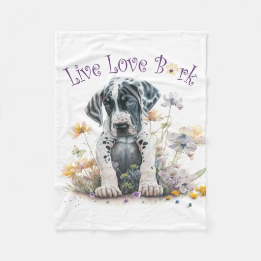Couverture Polaire Great Dane Chien Maman Floral (Devant)