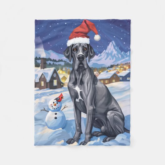 Couverture Polaire Great Dane Winter Wonderland Noël Joie (Devant)