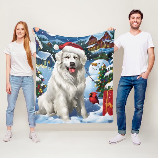 Couverture Polaire Great Pyrenees Winter Wonderland Noël Joie (En situation)