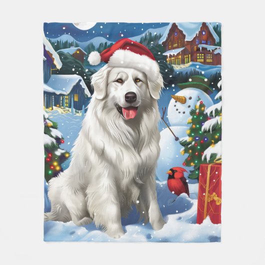Couverture Polaire Great Pyrenees Winter Wonderland Noël Joie (Devant)