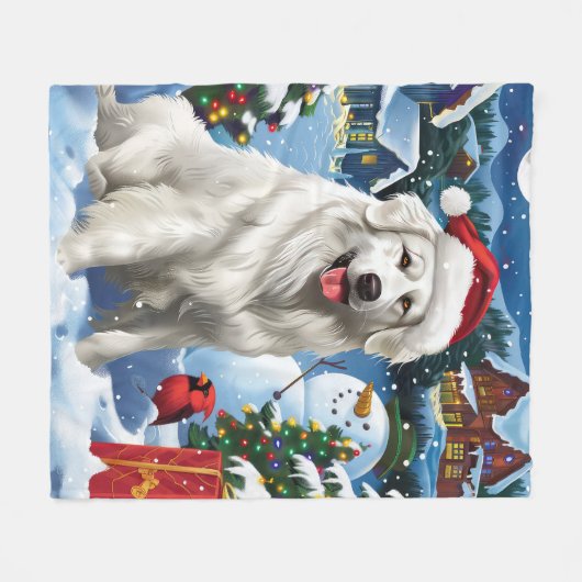 Couverture Polaire Great Pyrenees Winter Wonderland Noël Joie (Devant (Horizontal))