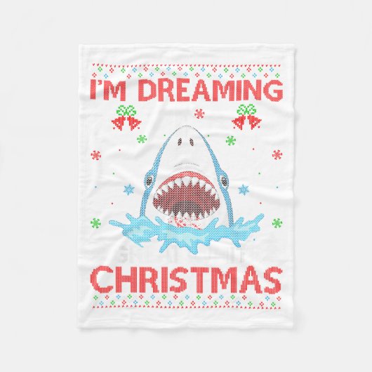 Couverture Polaire Great White Shark Ugly Xmas Sweater Shark Fishing (Devant)