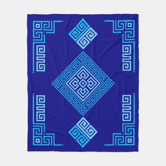 Couverture Polaire Grec Mander - Clé grecque - Nuances de bleu (Devant)