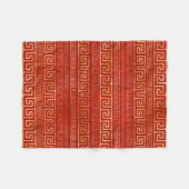 Couverture Polaire Grec Meander - Clé grecque - Or sur Rouge (Devant (Horizontal))