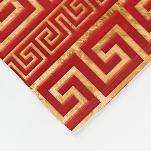 Couverture Polaire Grec Meander - Clé grecque - Or sur Rouge (Coin)