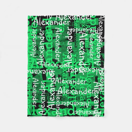 Couverture Polaire Green Boy's All-over Name Collage Personnalisé (Devant)