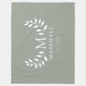 Couverture Polaire Green Elegant Moderne Floral Monogramme Nom de fam (Devant)
