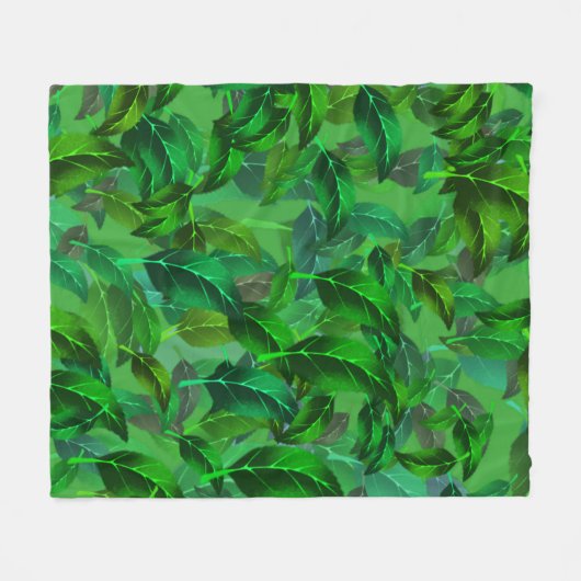 Couverture Polaire Green Leaves Pattern (Devant (Horizontal))