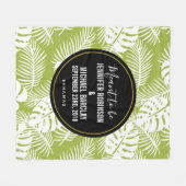 Couverture Polaire Green Palm Leaves Rainforest Pattern (Devant (Horizontal))