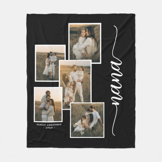 Couverture Polaire Green Personnalisé Nana Grandkid 5 Photo Collage (Devant)