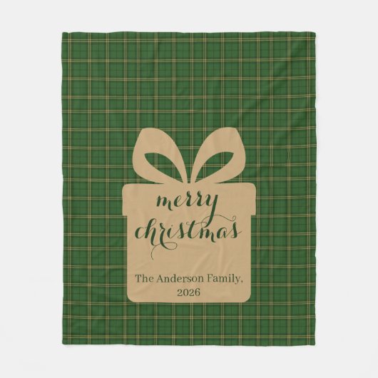 Couverture Polaire Green Plaid Christmas Festive Pattern -  (Devant)