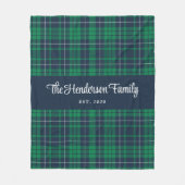 Couverture Polaire Green Plaid Custom Nom de famille Fleece Blanche (Devant)