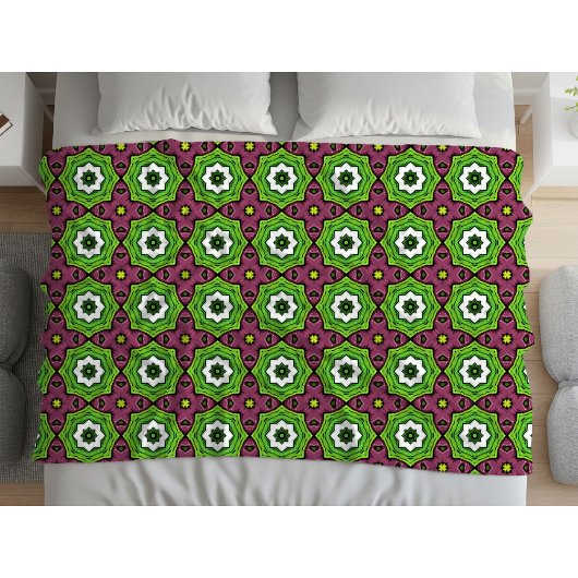 Couverture Polaire Green purple and white geometric pattern Towel