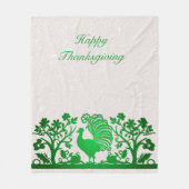 Couverture Polaire Green Thanksgiving Turquie Floral Fleece Blanche (Devant)