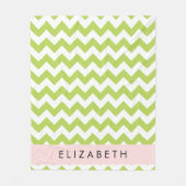 Couverture Polaire Green Zigzag, Green Chevron, Votre Nom (Devant)