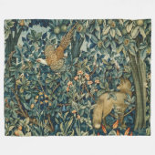 Couverture Polaire GREENERY, FOREST ANIMALS Pheasant, Fox, Green Flor (Devant (Horizontal))