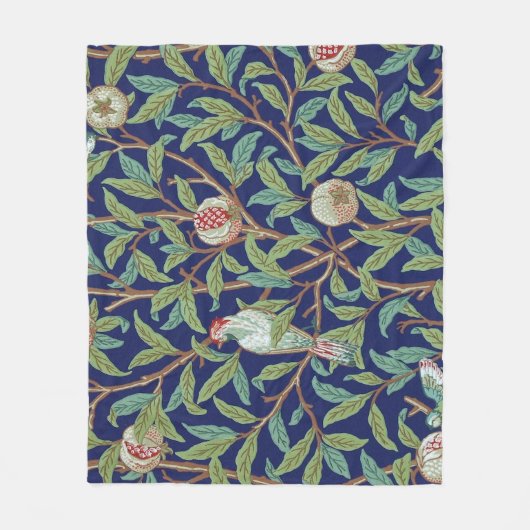 Couverture Polaire Grenade et petit oiseau, William Morris (Devant)