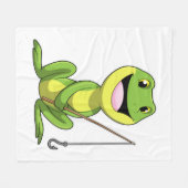 Couverture Polaire Grenouille à la pêche avec canne à pêche (Devant (Horizontal))