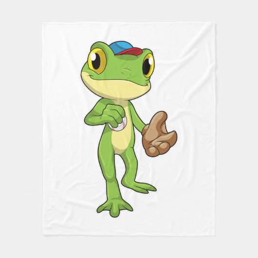 Couverture Polaire Grenouille au baseball avec gant de baseball (Devant)